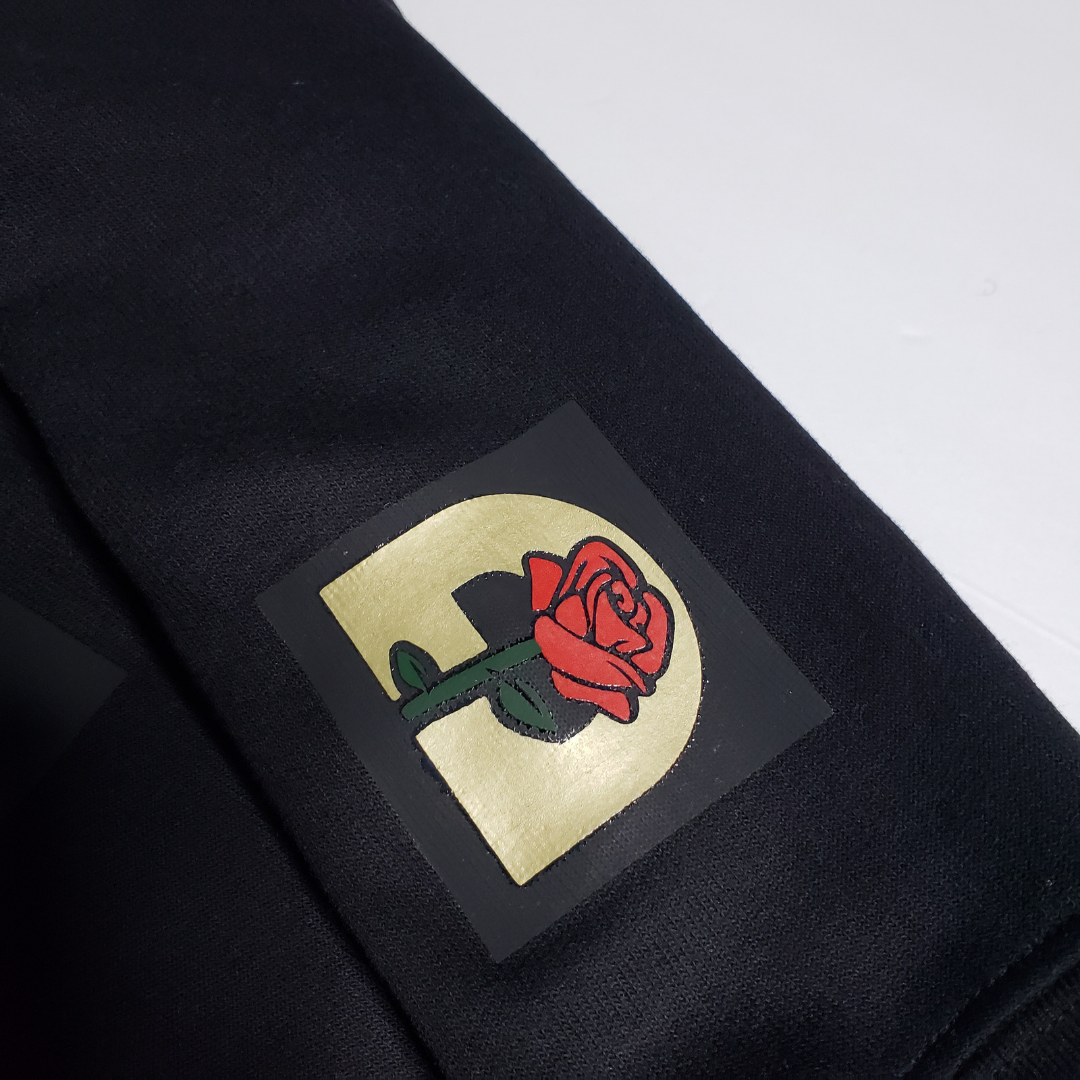 Rose In Detroit Sweatshirt (Double Black and Wet Gold)