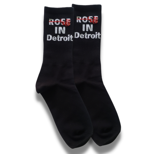 Rose In Detroit Crew Socks (Black)
