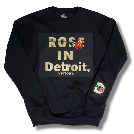 Rose In Detroit Sweatshirt (Double Black and Wet Gold)